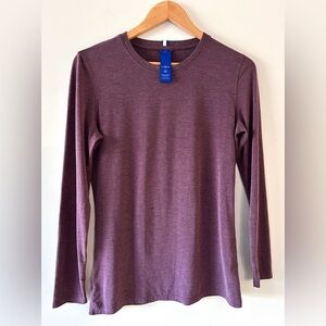 KIT AND ACE Long Sleeve Technical Top - Heathered Plum / Burgundy - Size M